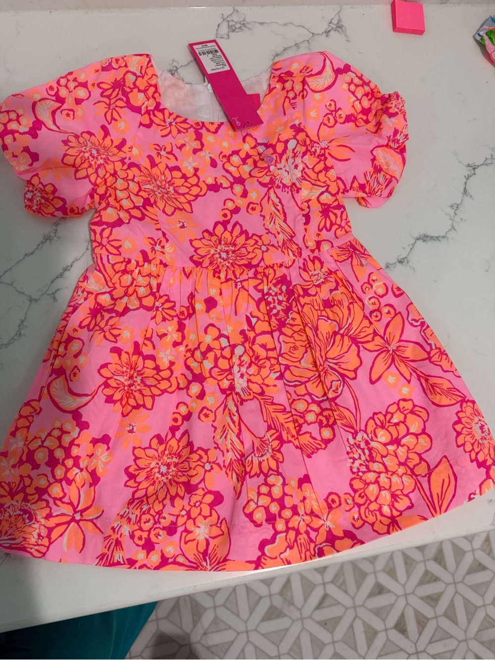 Lilly Pulitzer Pink and Neon Orange Floral Dress